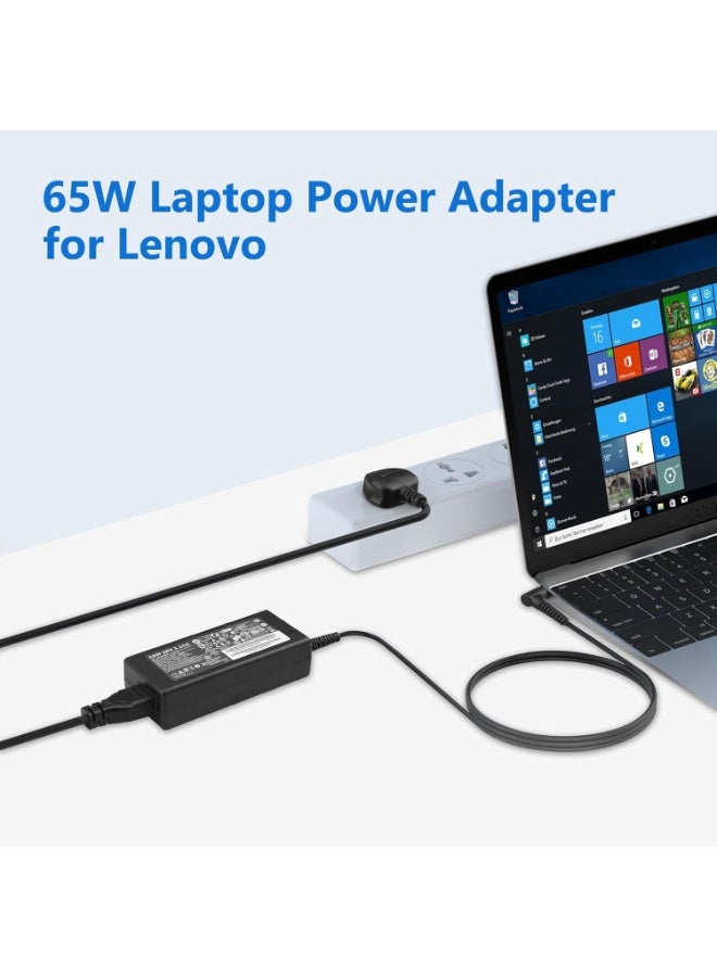 Neox Lenovo Charger 65W Laptop Charger for Lenovo, 20V-3.25A Lenovo Laptop Charger Replacement AC Adapter Ideapad, 3 5 320 310 320S 330 330S 110 110S 120S, Ideapad Flex 4 5 6 ADl45WCD 330S-15Ikb Yoga 520 530 Power Supply Cord-（4.0x1.7mm）Port - Image 2